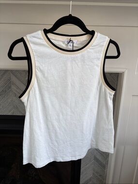 Social Threads | THML White Tank Black Tan Trim Size S NWT